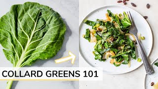 COLLARD GREENS 101  RECIPE  how to cook collard greens [upl. by Waddle]