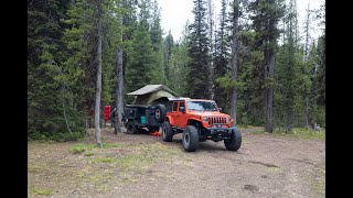 CampingOverlanding in my Jeep Wrangler and overland trailer Turtleback Trailer [upl. by Airotnahs]