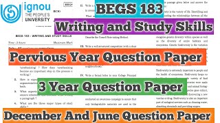 BEGS 183 Pervious Year Question Paper BEGS 183 Important Question BEGS 183 Writing And Study Skills [upl. by Ilyssa]