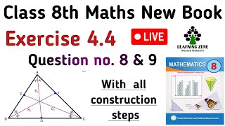 Exercise 44 Question no 8 amp 9 Class 8 New Book  Domain 4 Exercise 44 Maths PTB  Learning Zone [upl. by Yrral]