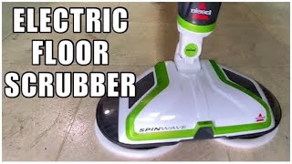 BISSELL SPINWAVE ELECTRIC FLOOR MOP HEAVY SCRUB PADS REVIEW AND FIRST IMPRESSION [upl. by Kcira]