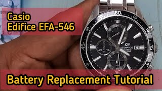 Casio edifice EFA546 Battery Replacement Tutorial  Watch Repair Channel [upl. by Godiva]