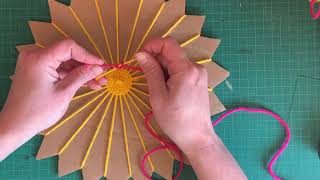 Cardboard Loom Circle Weaving [upl. by Ereynihc]