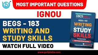 IGNOU BEGS183  Writing and Study Skills  March 2022  Dec 2021 TEE  Important Questions [upl. by Rakia]