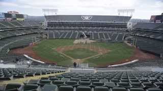 Oco Coliseum Conversion Time Lapse Video Athletics to Raiders 10513  10613 Oakland CA [upl. by Aziza]