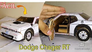 Cómo hacer coche de Cartón Dodge Chager RT FÁCILHow to make Cardboard car Dodge Chager R  T [upl. by Ahgiela]