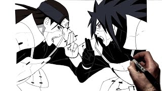 How to Draw Madara vs Hashirama  Step By Step  Naruto [upl. by Nerrual]