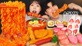 ASMR MUKBANG 편의점 직접 만든 불닭 떡볶이 양념치킨 김밥 디저트 먹방 amp 레시피 FRIED CHICKEN AND Tteokbokki EATING [upl. by Yelreveb197]