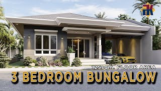 HOUSE DESIGN 3 Bedroom Bungalow  125sqm  Exterior amp Interior Animation [upl. by Furnary]