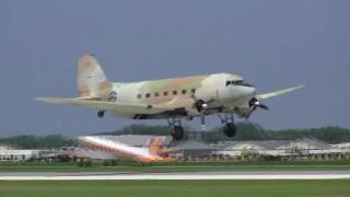 DC3 amp C47 Mass Arrival  EAA Airventure 2010 [upl. by Eardnaed624]