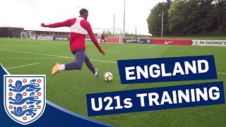 U21s Practise Dribbling 1v1s and Shooting Ahead of Scotland Match  Inside Training [upl. by Anez]