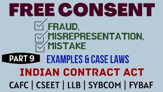 Fraud  Misrepresentation  Mistake  Free Consent  Indian Contract Act  Caselaws  Example [upl. by Hpesoj]