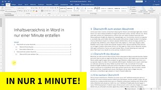 Inhaltsverzeichnis erstellen in 1 Minute – WordTutorial [upl. by Airdnekal276]