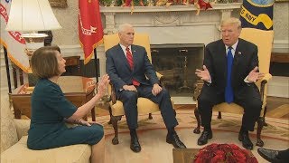 Trump Nancy Pelosi and Chuck Schumer get in fight over border wall full video [upl. by Omissam408]