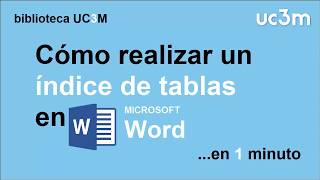 Cómo hacer un índice automático de tablas en Word [upl. by Waki]