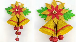 How To Make Christmas Bell For Glitter Sheet  Christmas Handmade Bell decoration idea  Artideas [upl. by Pazice]