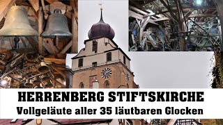 HERRENBERG D Stiftskirche St Marien Vollgeläute aller läutbaren Glocken Turmaufnahme [upl. by Neelav]