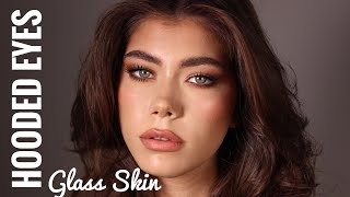 How To Apply Makeup on Hooded Eyes amp Glass Skin Tutorial  Claudia Neacsu [upl. by Brittni]