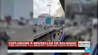 Attentats à Bruxelles  retour en images sur les explosions à laéroport Zaventem [upl. by Sixele945]