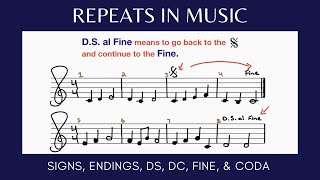 ALL ABOUT REPEATS  Repeat Signs Endings DC DS Fine Coda [upl. by Nue308]