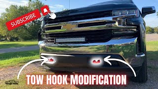 How To Modify Your Tow Hooks On A 2019 Silverado [upl. by Ahsiat539]