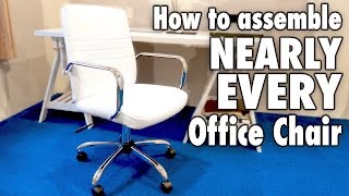 How to assemble nearly every OFFICE CHAIR  White bonded leather Costco furniture [upl. by Alyson]