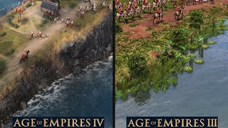 Age Of Empires IV vs Age Of Empires III DE  Comparison  Side by Side [upl. by Warden759]