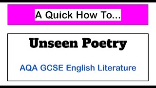 How To AnswerUnseen Poetry AQA Lit Paper 2 [upl. by Gordie]