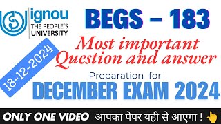 BEGS 183  Writing and Study skills  Most Most important questions  Ignou December exam 202425 [upl. by Lattie]