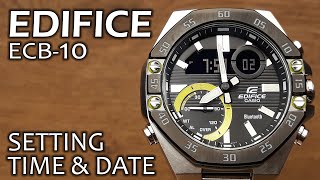 Casio Edifice ECB10  Setting time and date tutorial [upl. by Nivan]