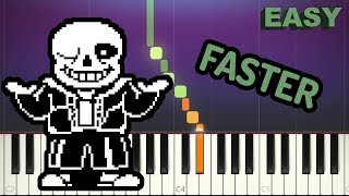 Megalovania  Undertale  EASY Piano Tutorial FASTER [upl. by Brandy927]