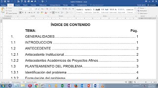 TABLA DE CONTENIDO INDICE EN WORD 2016 [upl. by Jael]