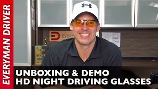 HD Night Driving Glasses Unboxing and Review on Everyman Driver [upl. by Mccready]