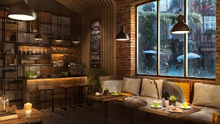 Rainy Cafe with Cozy Jazz  Relaxing Elegant Instrumental Jazz for Work Study Focus and Chill [upl. by Atilahs]