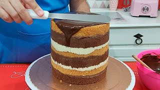 BOLO DE CHANTILLY ALTURA DUPLA COM BLINDAGEM DE GANACHE E DECORADO COM MACARONS PARIS CAKE DESIGNER [upl. by Giffer222]