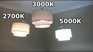 LED Light Bulb Color Comparison  2700K 3000K 5000K Side by Side Demo  Warm to Soft Bright White [upl. by Aihppa]