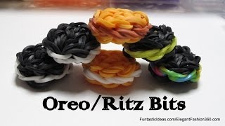 Rainbow Loom OreoRitz Bits Cookies Charms [upl. by Ilellan]