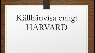 Källhänvisning enligt Harvard [upl. by Aisetal]