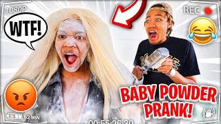 Putting BABY POWDER In My GIRLFRIENDS Blow Dryer PRANK [upl. by Estel377]