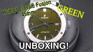 HUBLOT Classic Fusion 45mm Titanium GREEN UNBOXING [upl. by Caitrin194]