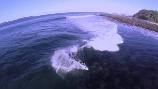 Pink RocksAerial Surfing Broulee Island N S W Australia [upl. by Dorri]