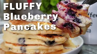 BLUEBERRY PANCAKES  Homemade Fluffy Blueberry Pancakes Recipe [upl. by Woodberry]