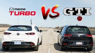 2021 Mazda3 Turbo vs VW Golf GTI DSG Race which is faster [upl. by Lose733]