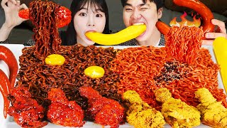 ASMR MUKBANG 직접 만든 불닭볶음면 양념치킨 소세지 먹방 amp 레시피 SAUSAGES AND FIRE NOODLES EATING [upl. by Faulkner133]