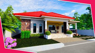 SIMPLE BUNGALOW HOUSE DESIGN WITH 3 BEDROOMS  13M X 14M [upl. by Doy]