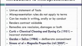 Misrepresentation Lecture 1 of 4 [upl. by Aiotal199]