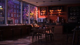 Rainy Night and Coffee Shop Ambience with Rain Sounds amp Relaxing Jazz Music [upl. by Bellaude]