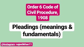 Order 6 CPC Pleadings meanings amp fundamentals [upl. by Laure]