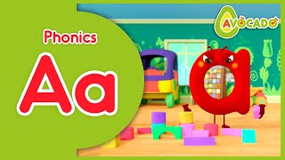 Learning Alphabet A Sound  Phonics For Kids  abc animation  AVOCADO abc [upl. by Niltyak]