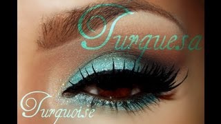 auroramakeup Turquesa Maquillaje Economico  Turquoise Eye makeup tutorial [upl. by Schafer]